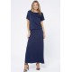 Vestido Longo Morcego Malha Azul Marinho