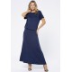 Vestido Longo Morcego Malha Azul Marinho