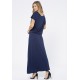 Vestido Longo Morcego Malha Azul Marinho