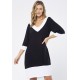 Vestido Curto Viscose Amplo Bicolor Preto e Branco