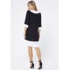 Vestido Curto Viscose Amplo Bicolor Preto e Branco
