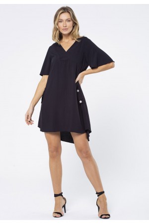 Vestido Curto Pataxô Viscose Mullet Decote V Preto