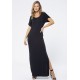 Vestido Longo Malha Fenda na Lateral Preto