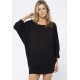 Vestido Curto Malha Morcego Manga 3/4 Preto