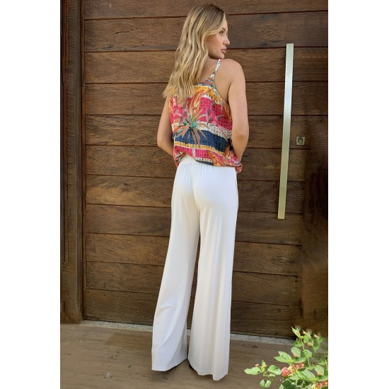 Calça Pantalona Inhambuxintã Malha Reta Branco