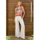 Calça Pantalona Inhambuxintã Malha Reta Branco