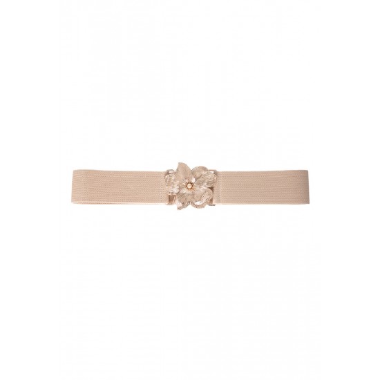 CINTO COM ELASTICO  LARGO NUDES COM FIVELA  FLOR