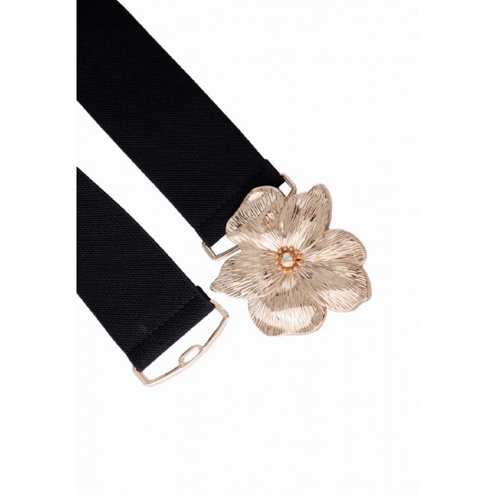 CINTO COM ELASTICO PRETO COM FLOR