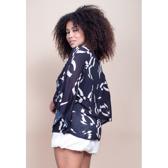 Blusa Caiobá Morcego Asa Delta Fibra de Bambu Estampa Maria