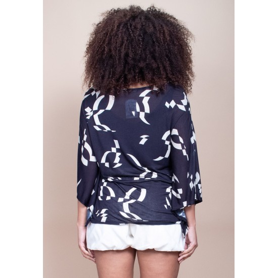 Blusa Caiobá Morcego Asa Delta Fibra de Bambu Estampa Maria