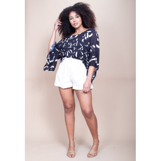 Blusa Caiobá Morcego Asa Delta Fibra de Bambu Estampa Maria