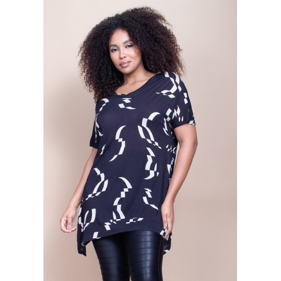 T-Shirt Ampla Fibra de Bambu Manga Curta Estampa Maria