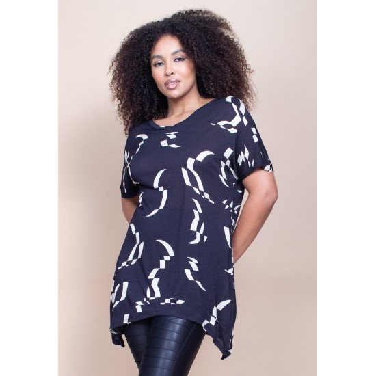 T-Shirt Ampla Fibra de Bambu Manga Curta Estampa Maria