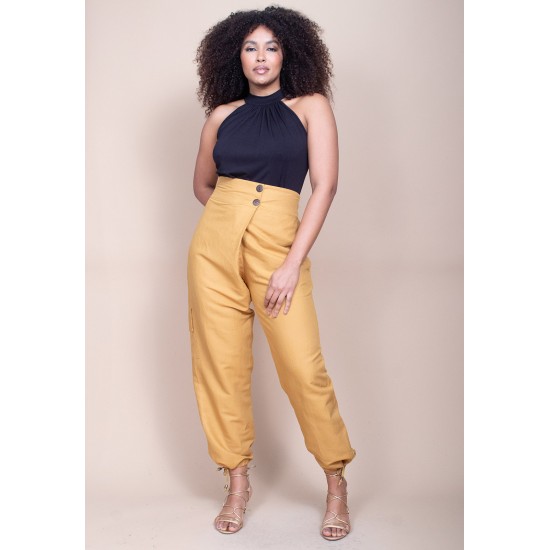 Calça Lisle Cargo Viscose Mostarda