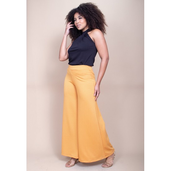 Calça Pantalona Granja Malha Amarela