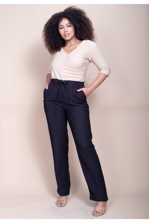 Calça Linho com Algodão Preta