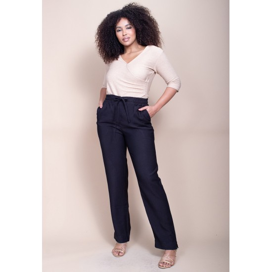 Calça Linho com Algodão Preta