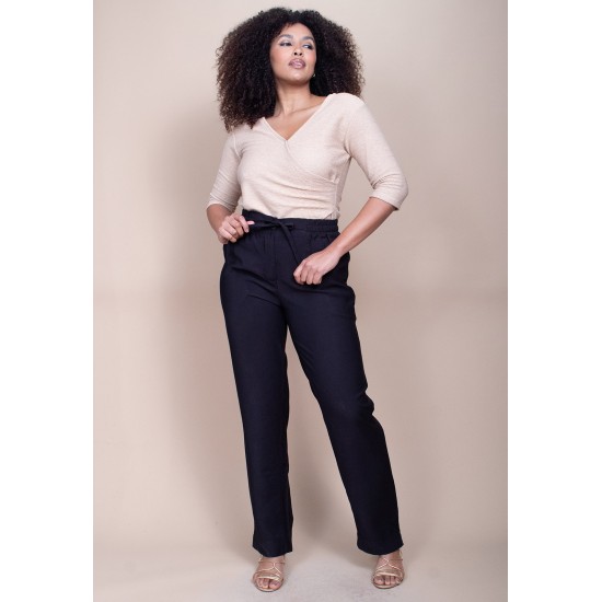 Calça Linho com Algodão Preta