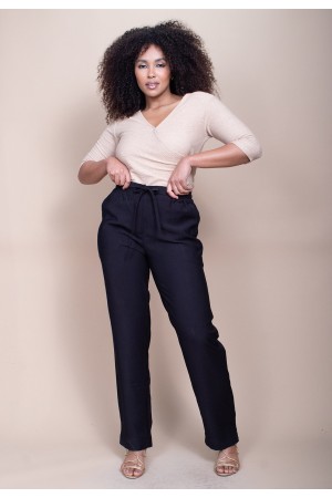 Calça Linho com Algodão Preta