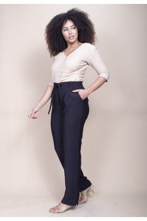 Calça Linho com Algodão Preta