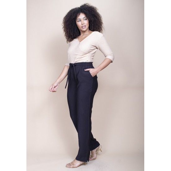 Calça Linho com Algodão Preta