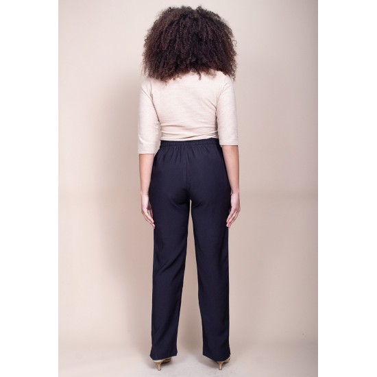 Calça Linho com Algodão Preta