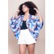 Kimono Viscose Manga Ampla Estampa Jardim Celeste