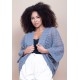 Kimono Ponto Tricot Manga Ampla Cinza