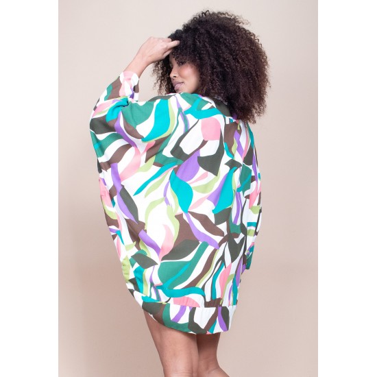 Kimono Viscose Manga Ampla Estampa Encanto Botânico