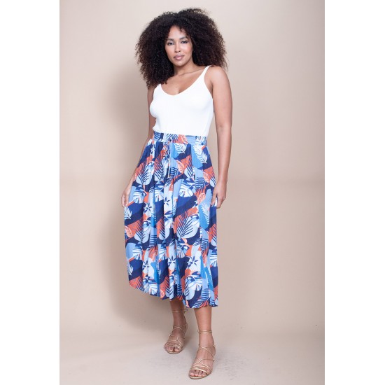 Saia Longa Viscose Estampa Jardim Celeste