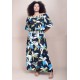 Vestido Midi Viscose Ciganinha com Lapela Estampa Jardim Noturno