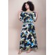 Vestido Midi Viscose Ciganinha com Lapela Estampa Jardim Noturno