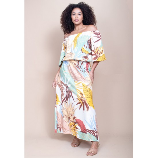 Vestido Midi Viscose Ciganinha com Lapela Estampa Aurora Suave
