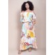 Vestido Midi Viscose Ciganinha com Lapela Estampa Aurora Suave