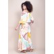 Vestido Midi Viscose Ciganinha com Lapela Estampa Aurora Suave