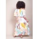 Vestido Midi Viscose Ciganinha com Lapela Estampa Aurora Suave