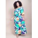 Vestido Midi Viscose Ciganinha com Lapela Estampa Brisa do Mar