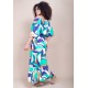 Vestido Midi Viscose Ciganinha com Lapela Estampa Brisa do Mar