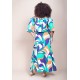 Vestido Midi Viscose Ciganinha com Lapela Estampa Brisa do Mar