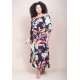 Vestido Midi Viscose Ciganinha com Lapela Estampa Noite Botânica
