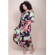 Vestido Midi Viscose Ciganinha com Lapela Estampa Noite Botânica