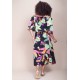 Vestido Midi Viscose Ciganinha com Lapela Estampa Noite Botânica