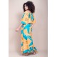 Vestido Midi Viscose Ciganinha com Lapela Estampa Aurora Botânica