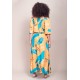 Vestido Midi Viscose Ciganinha com Lapela Estampa Aurora Botânica