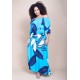 Vestido Midi Viscose Ciganinha com Lapela Estampa Imbé Blue