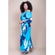 Vestido Midi Viscose Ciganinha com Lapela Estampa Imbé Blue