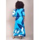 Vestido Midi Viscose Ciganinha com Lapela Estampa Imbé Blue