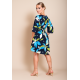 Vestido Curto Caaxixá Viscose com Cordão na Cintura Estampa Jardim Noturno