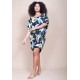 Vestido Curto Plano Morcego Estampa Jardim Noturno