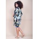 Vestido Curto Plano Morcego Estampa Jardim Noturno